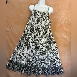 Floral Black and White Women's Dress